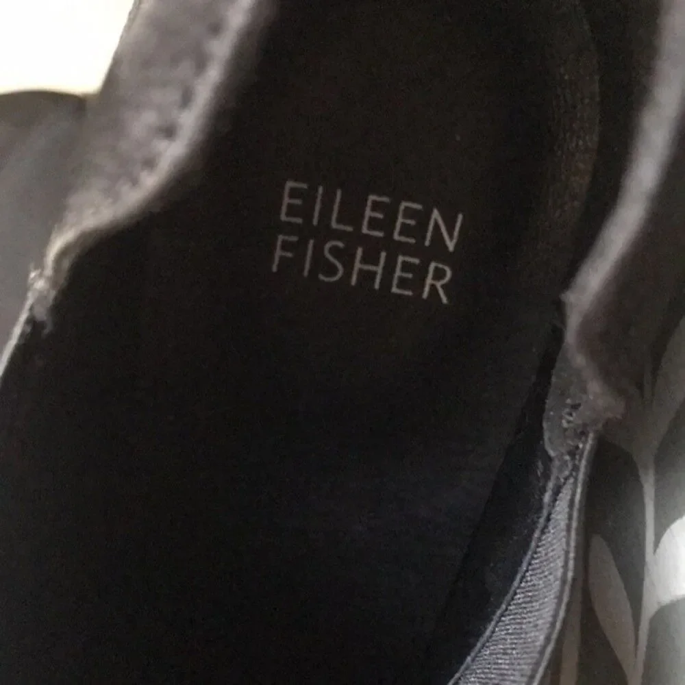 Eileen Fisher Black Leather Ankle Boots sz 7